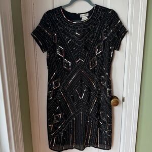 Neiman Marcus Beaded and Sequined Black Dress Size 4